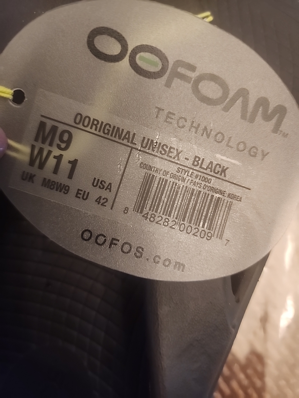 Unisex Oofos Ooriginal Black Recovery  Rubber Flip Flops - EU 42 - Picture 8 of 8